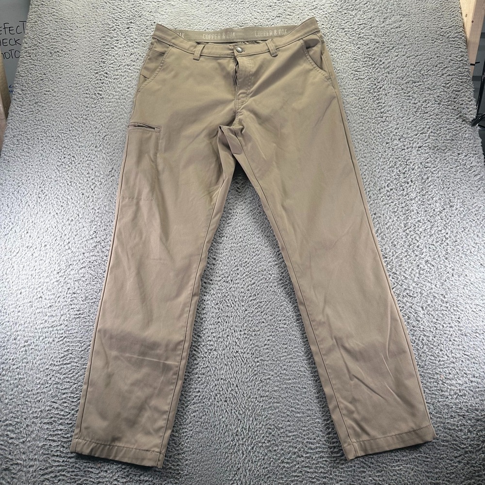 Copper & Oak Pant Men 36x34 Beige Polyester Khakis Straight Leg Workwear Utility